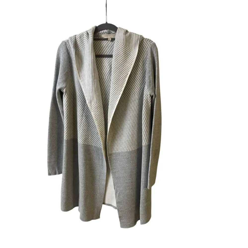 Lineamaglia cardigan sweater wool blend made in Italy gray & white sz Small
